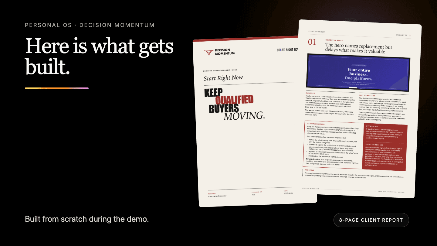An eight-page client report built from scratch with Personal OS